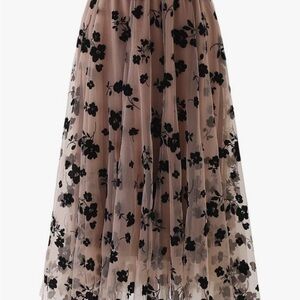 3D Floral Black and Tan Skirt from Chicwish